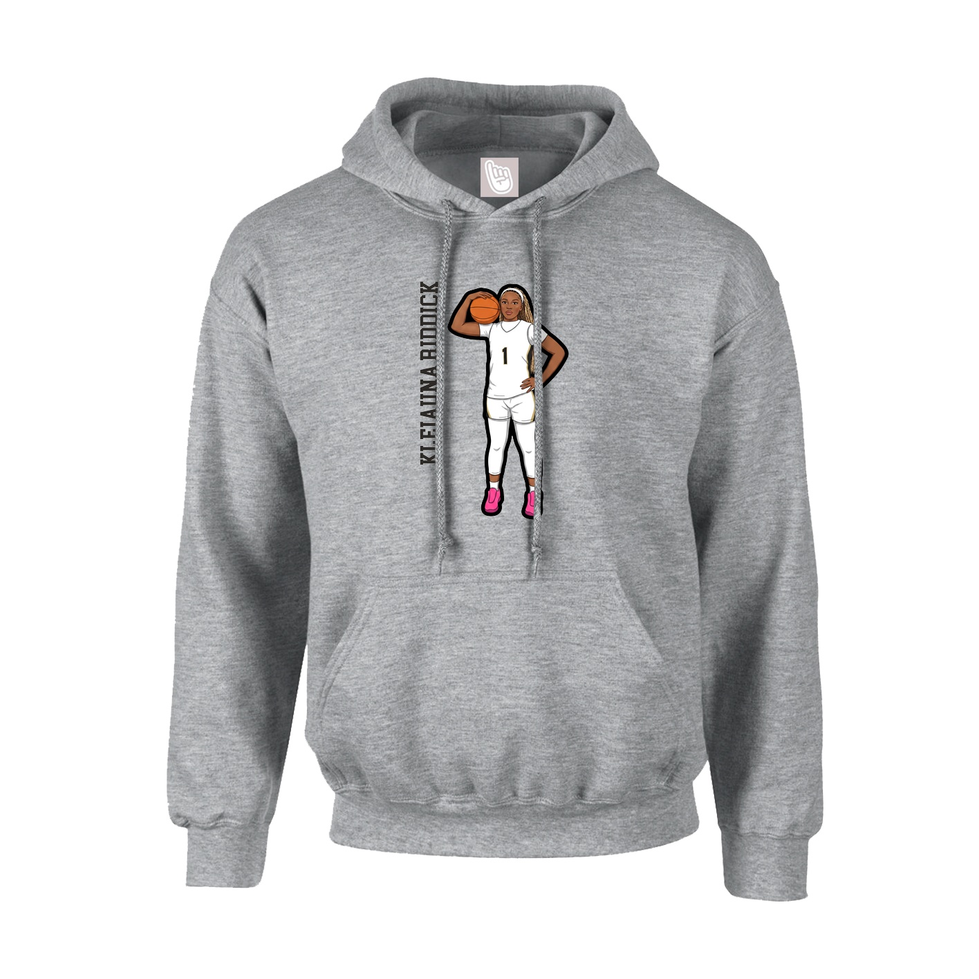 Youth Hoodie — Name Vertical in Grey
