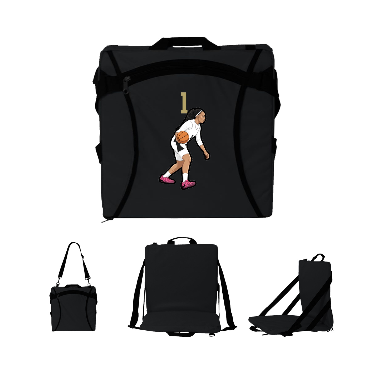Folding Stadium Seat — Number Top in Black