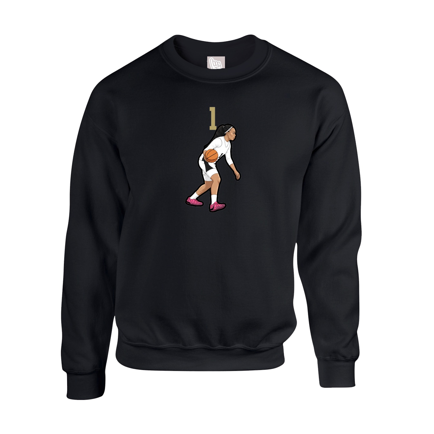 Fleece Crew — Number Top in Black