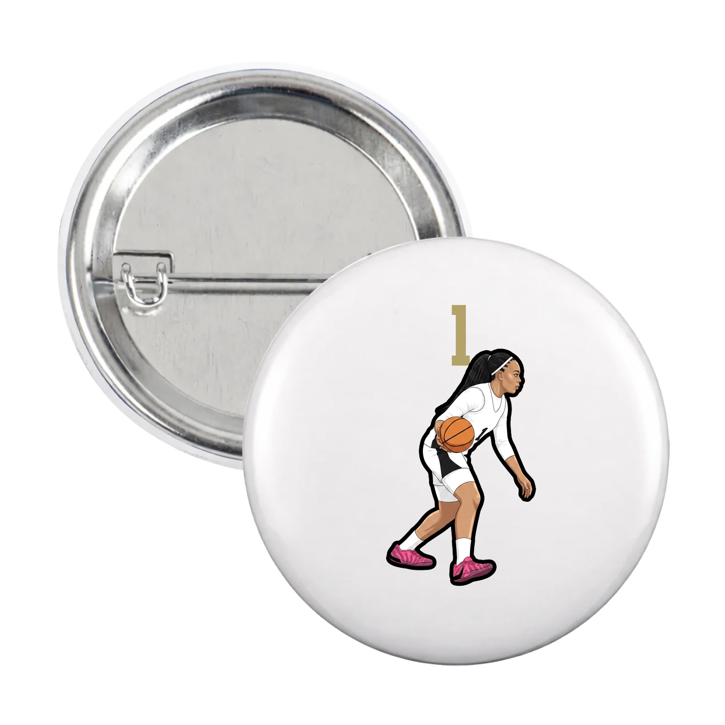 Game Day Button — Number Top in White