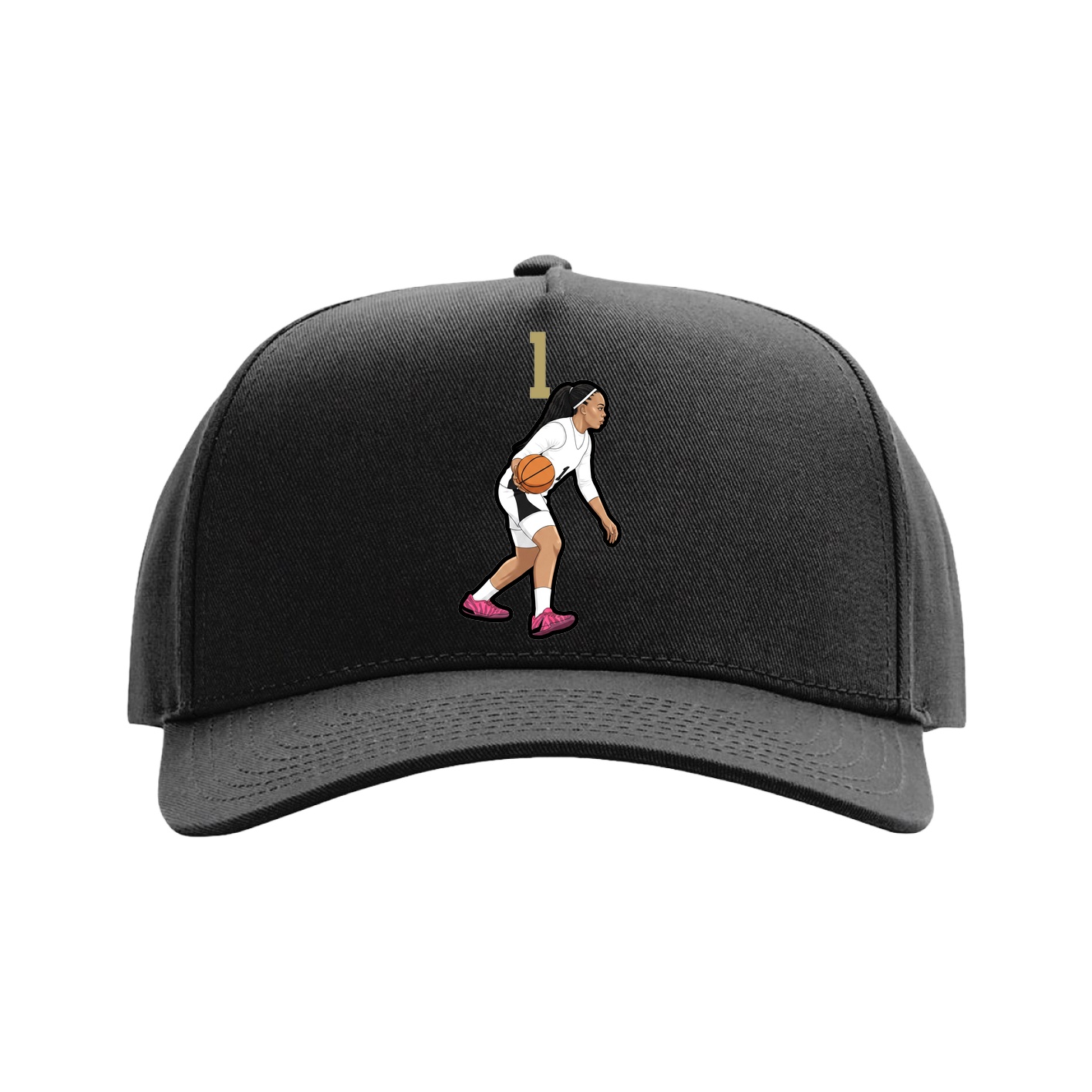 Full Fabric Five-Panel Champ Cap — Number Top in Black