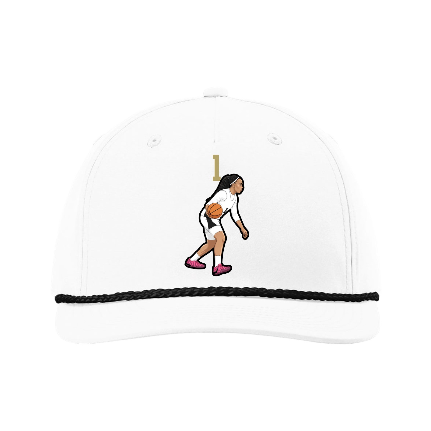 Five-Panel Classic Rope Cap — Number Top in White