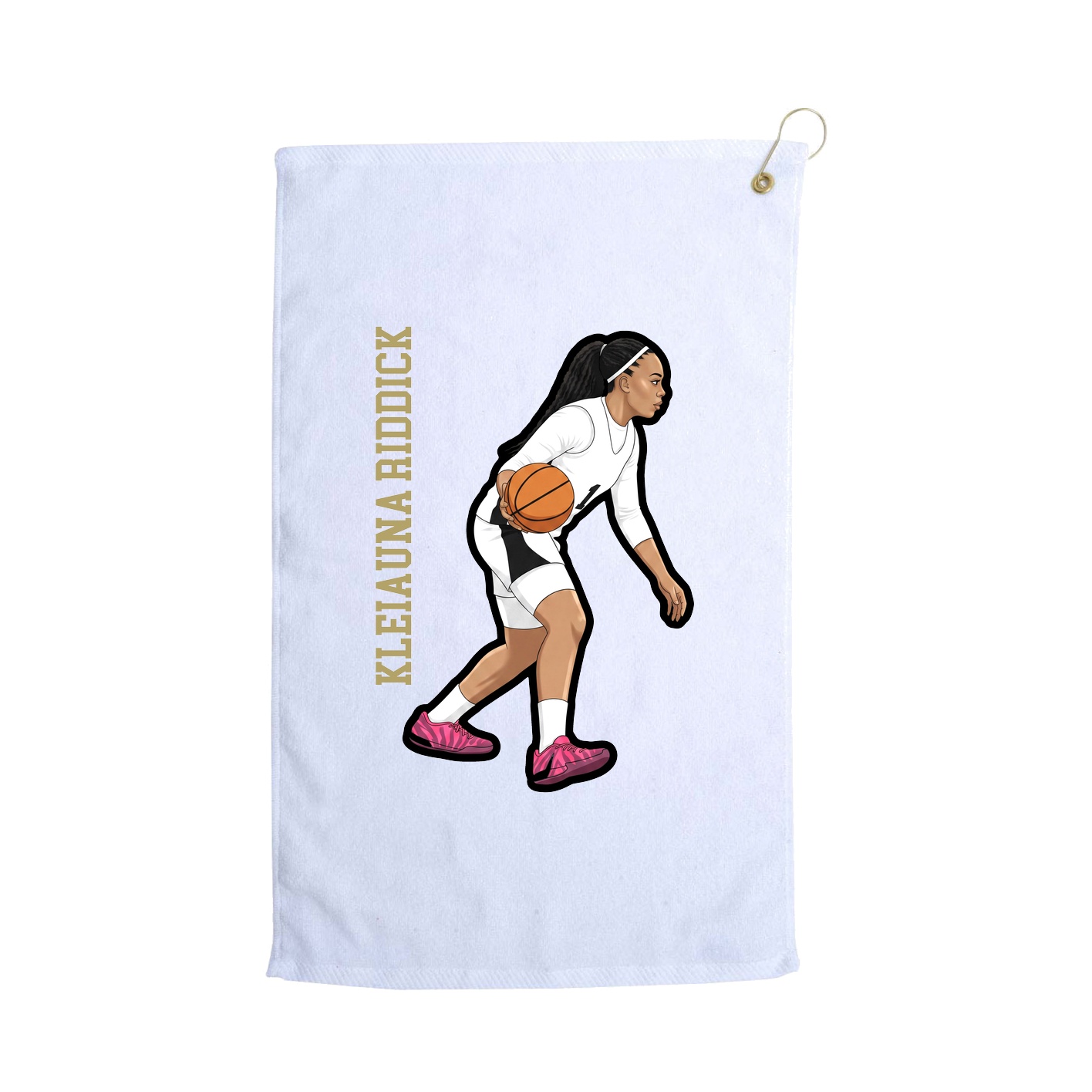 Golf Towel — Name Vertical in White