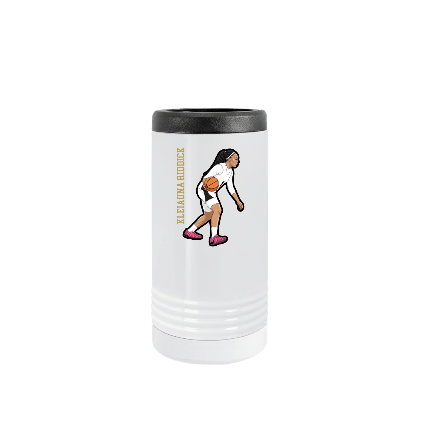 Slim Beverage Holder — Name Vertical in White