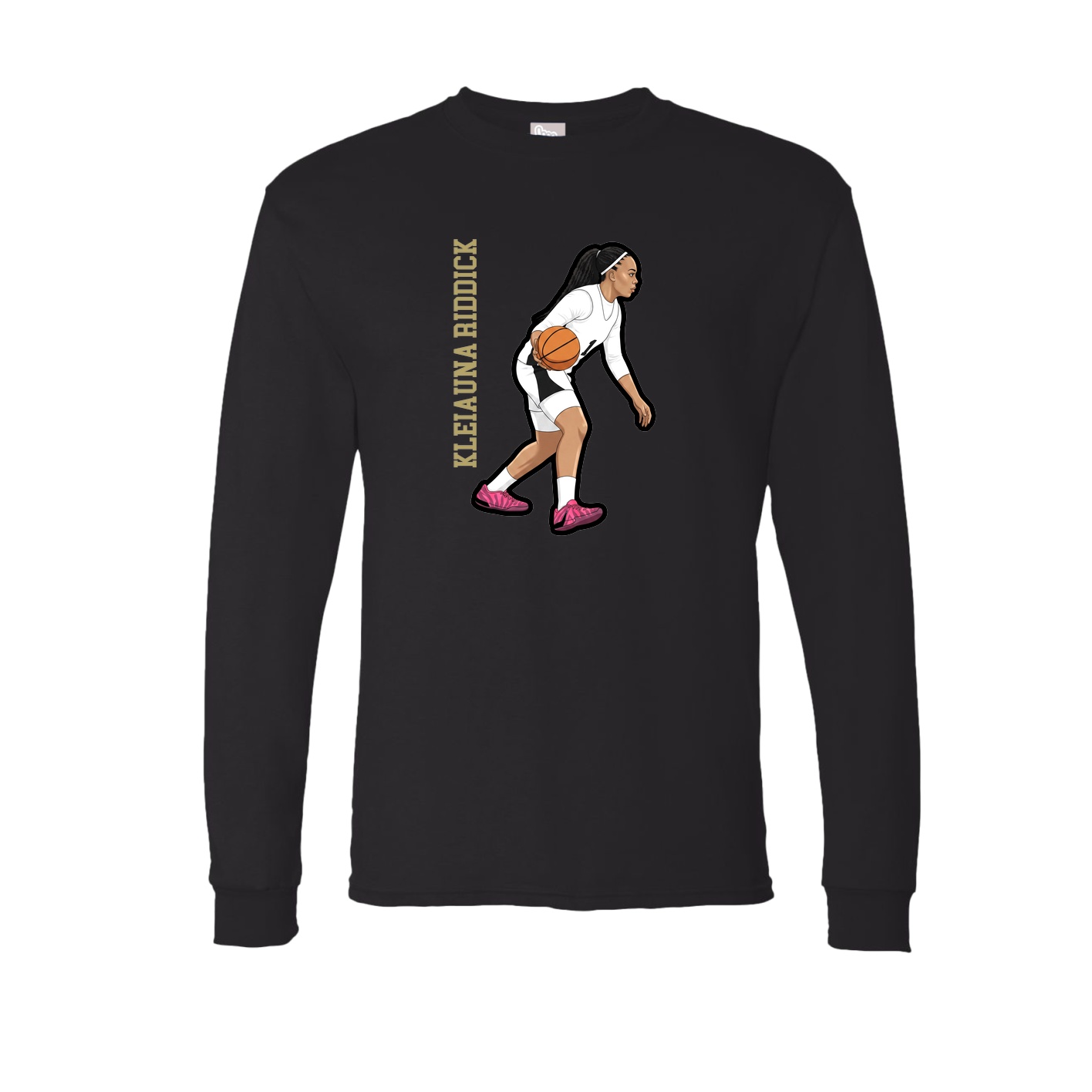 Long Sleeve Tee — Name Vertical in Black