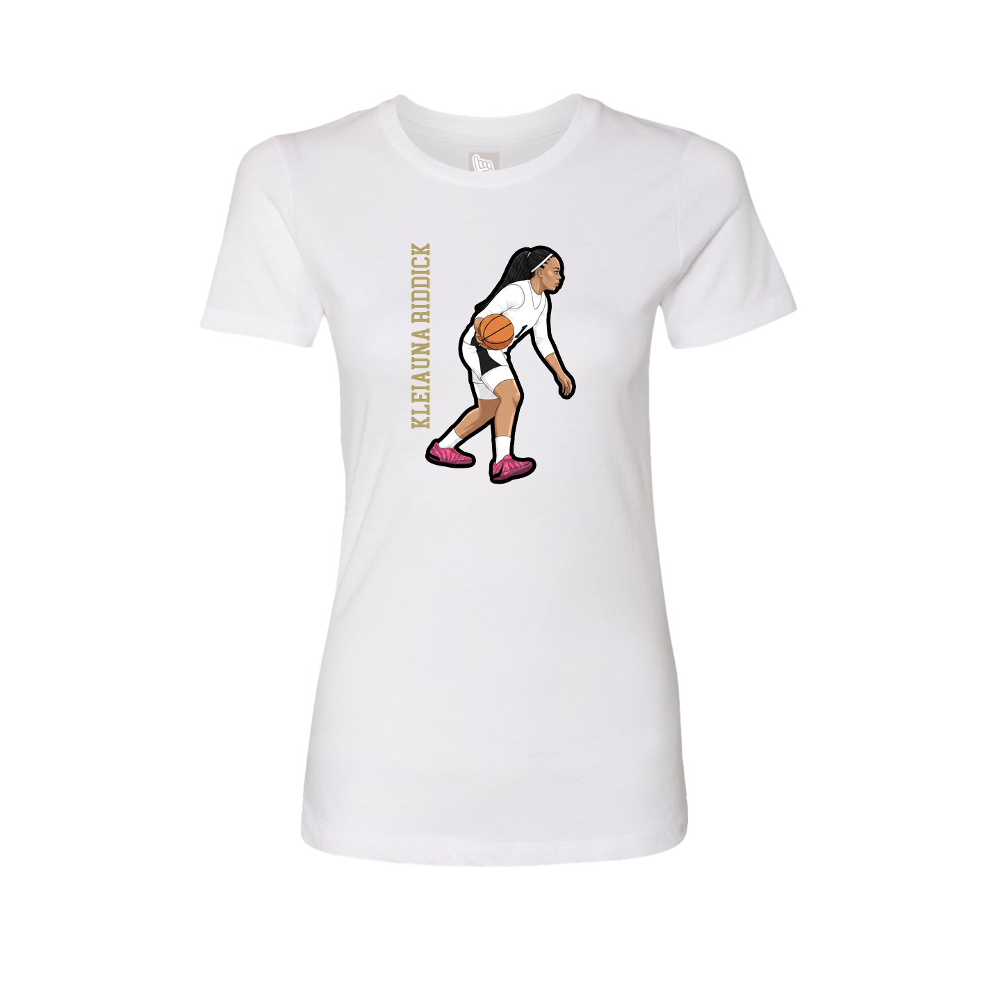 Womens Tee — Name Vertical in White