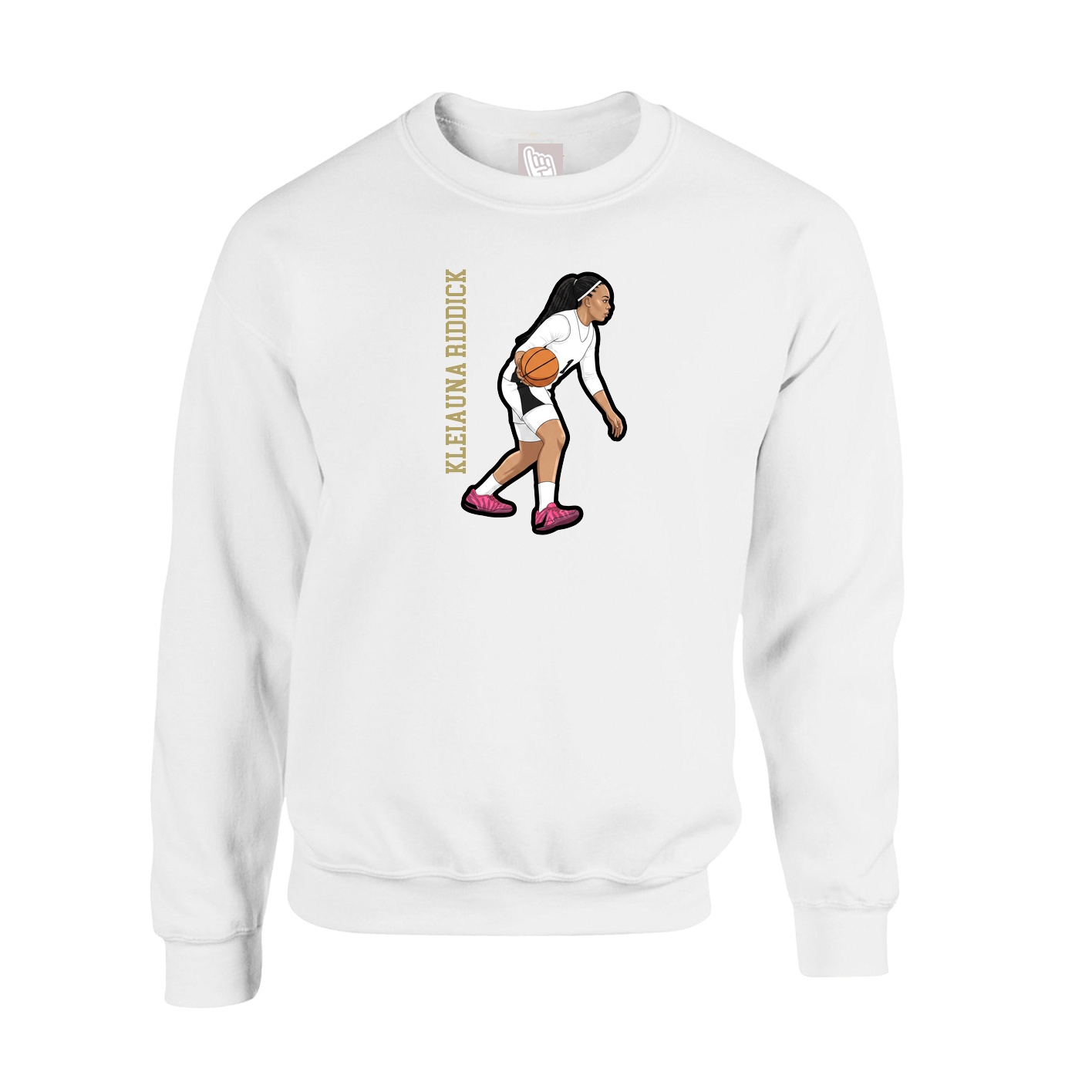 Fleece Crew — Name Vertical in White