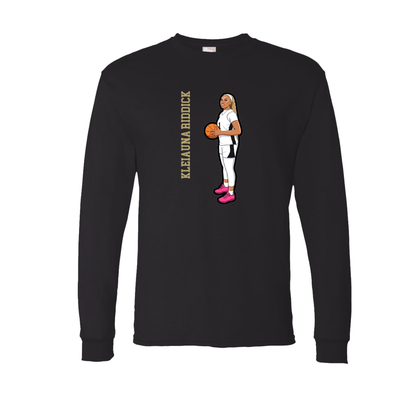 Long Sleeve Tee — Name Vertical in Black