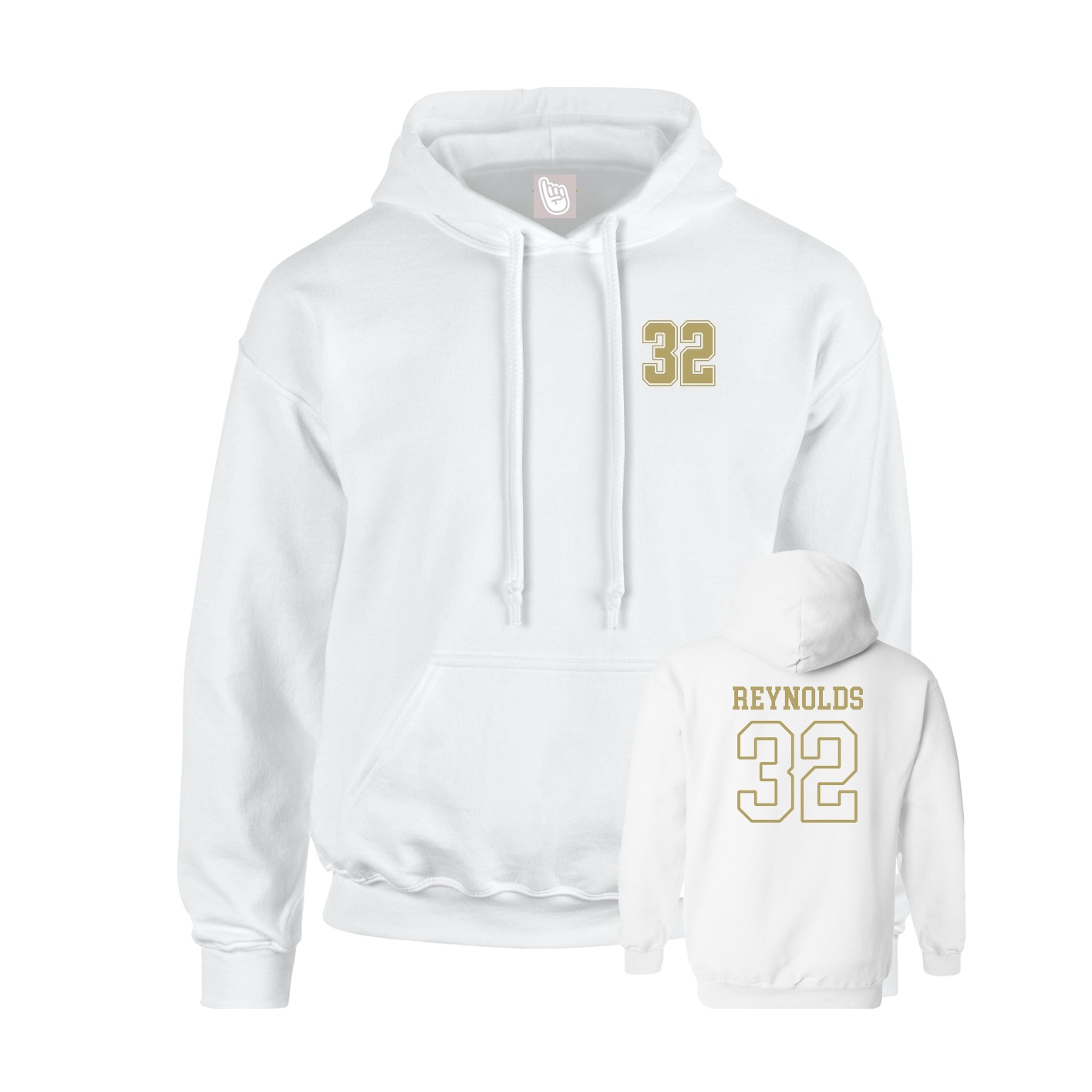 Youth Hoodie — Chest Back in White