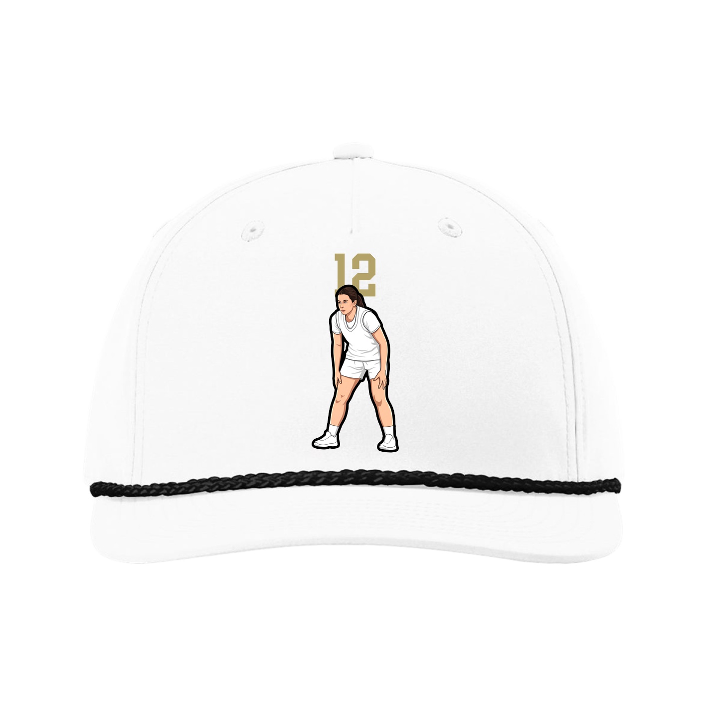 Five-Panel Classic Rope Cap — Number Top in White