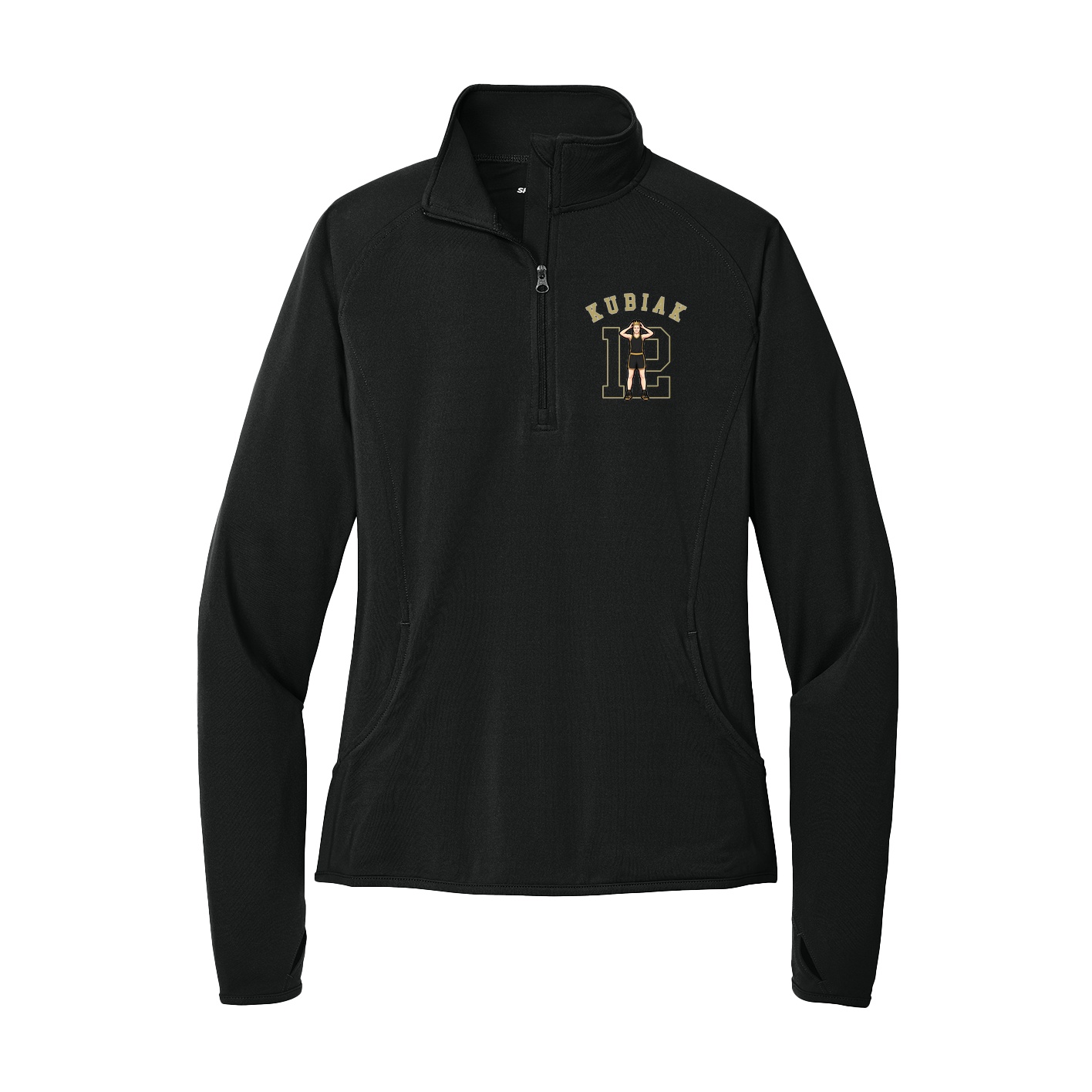 Women's Q-Zip Pullover — Shirsey Arch in Black