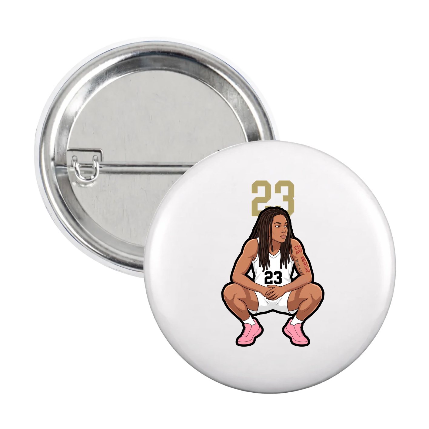 Game Day Button — Number Top in White