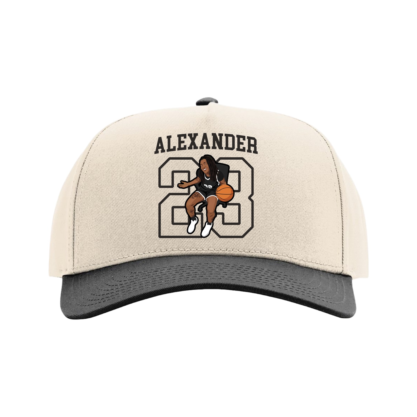 Full Fabric Five-Panel Champ Cap — Shirsey in Cream/Black