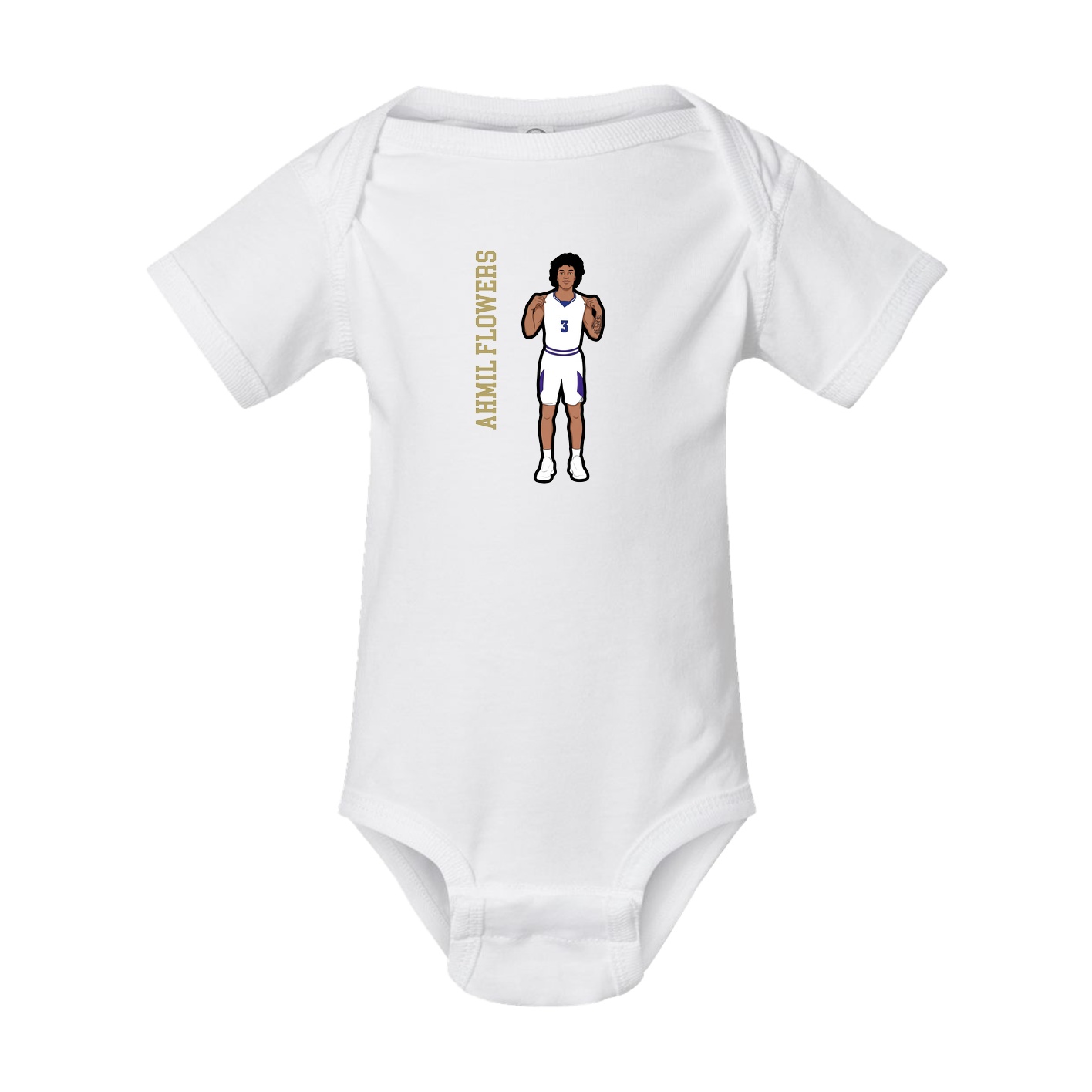 Baby Onesie — Name Vertical in White