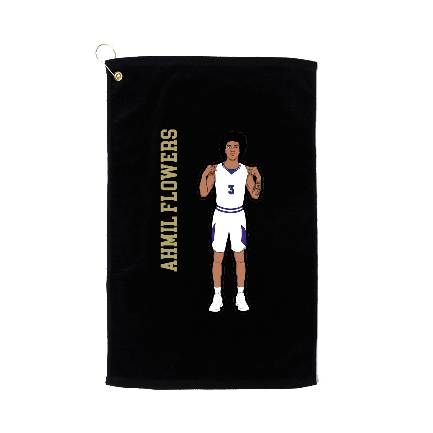 Golf Towel — Name Vertical in Black