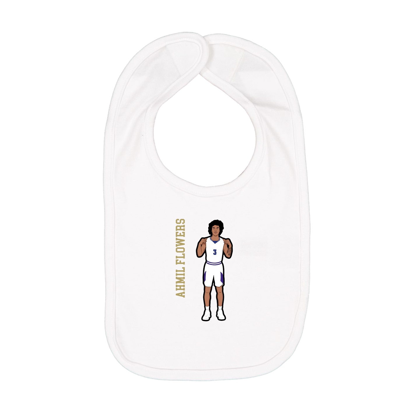 Infant Bib — Name Vertical in White