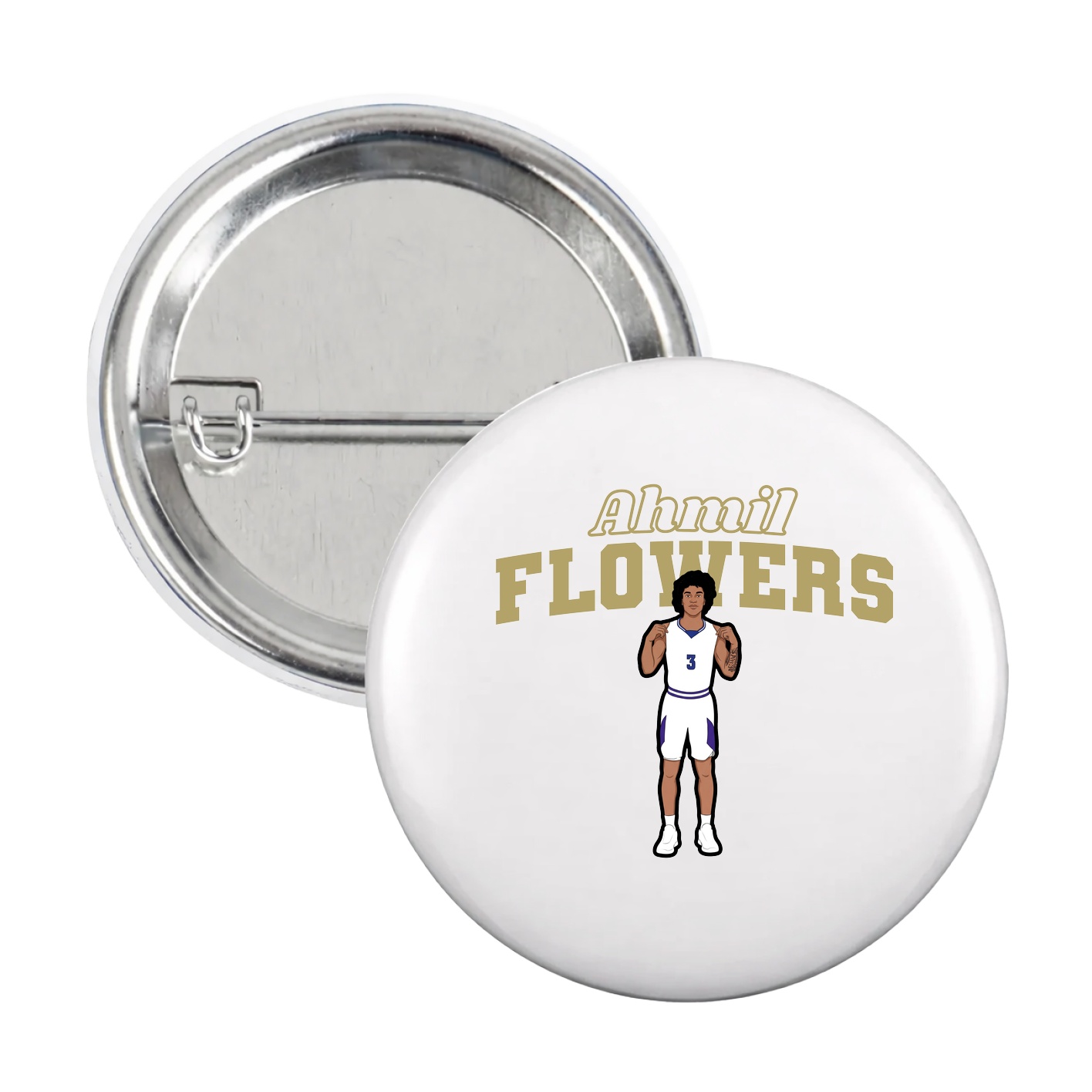 Game Day Button — Name Arch in White