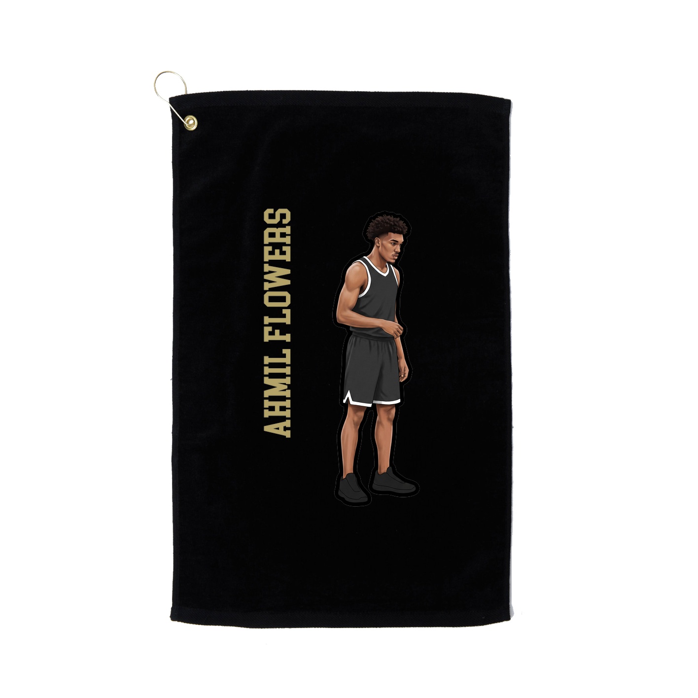 Golf Towel — Name Vertical in Black