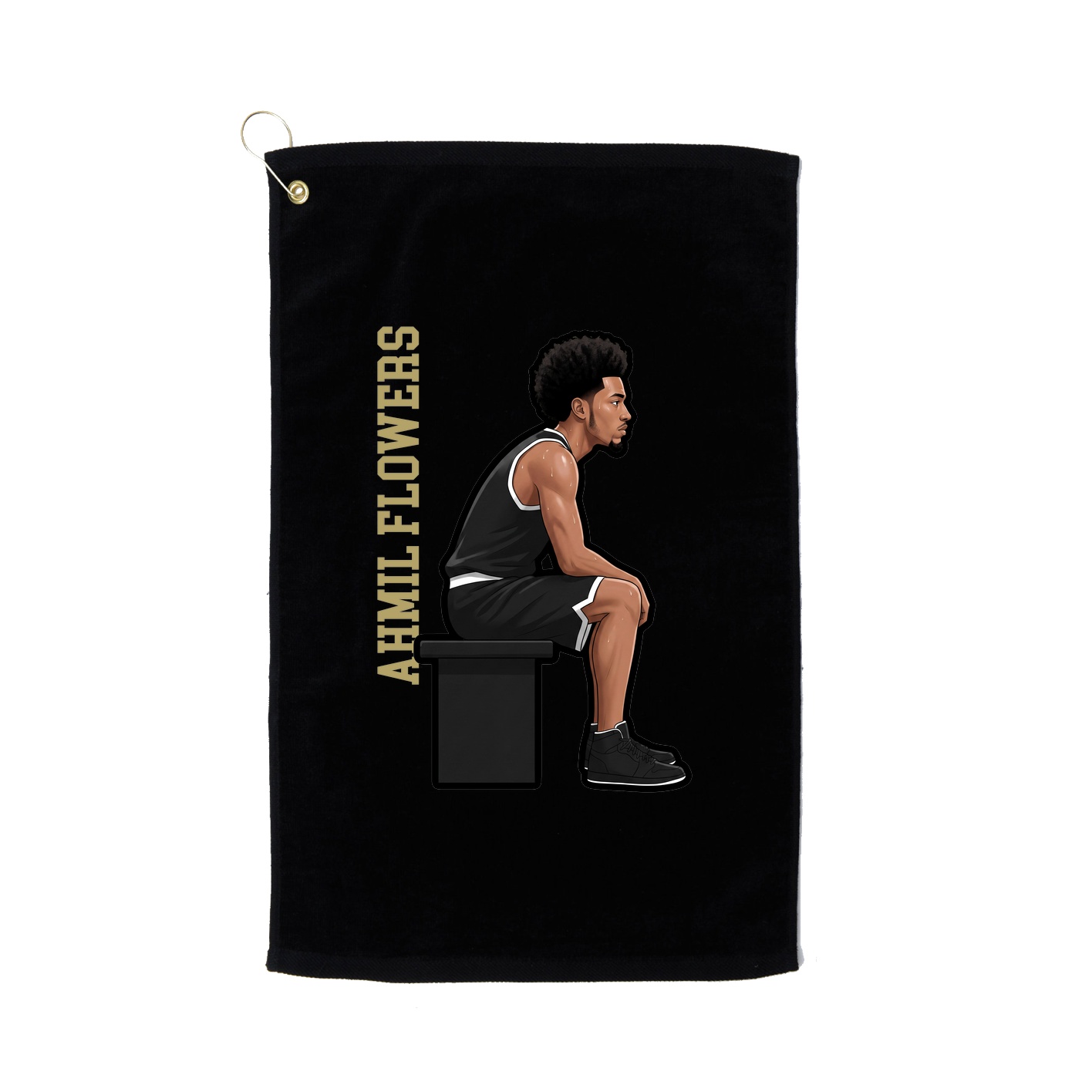 Golf Towel — Name Vertical in Black