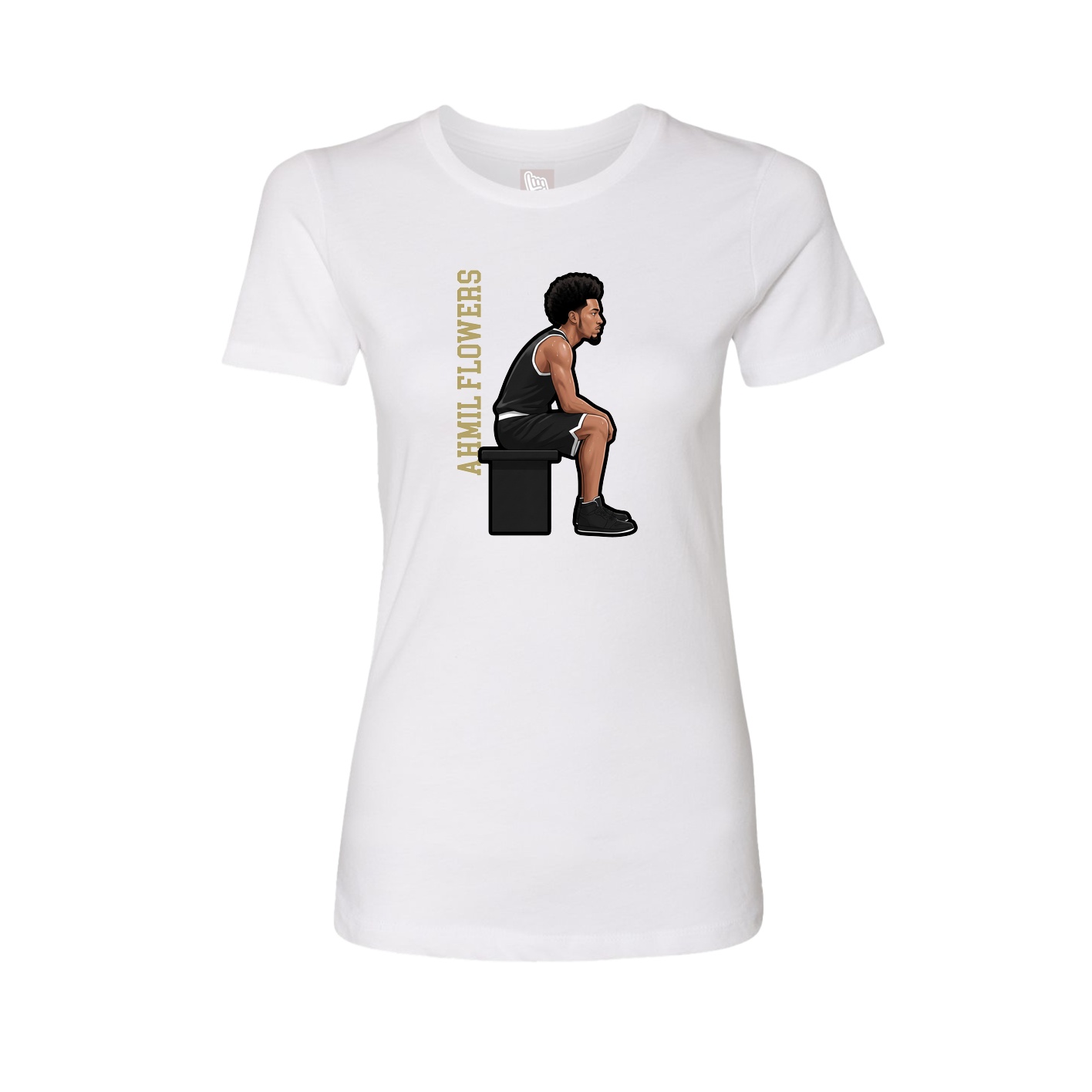 Fitted Women's Tee — Name Vertical in White