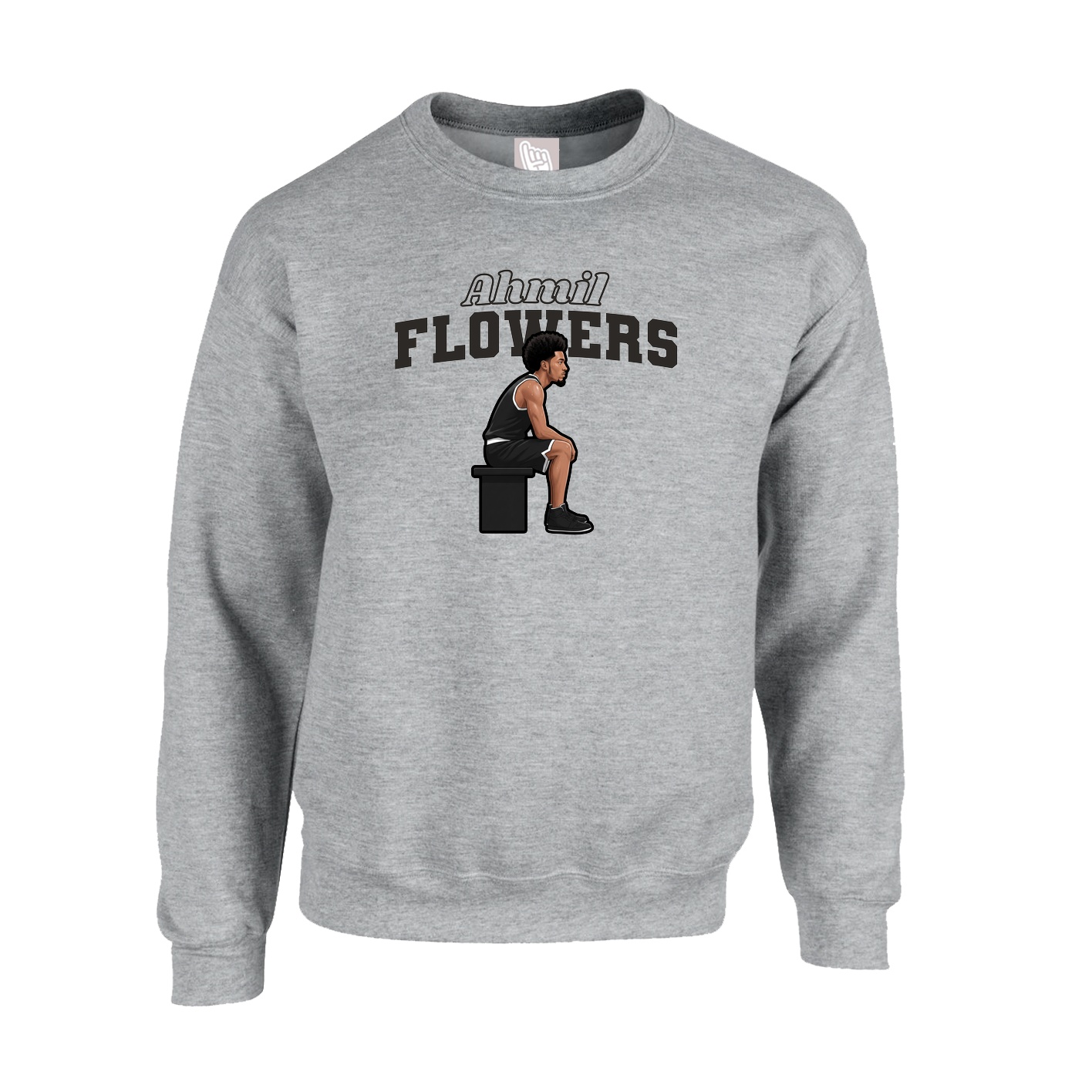 Fleece Crew — Name Arch in Grey