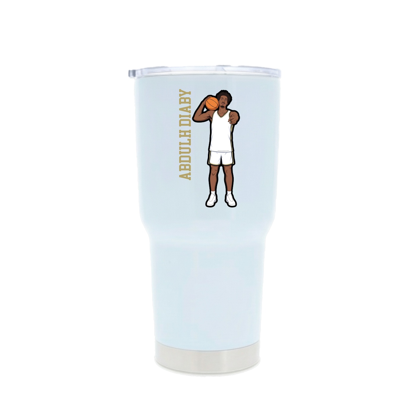 30oz Stainless Steel Tumbler — Name Vertical in White