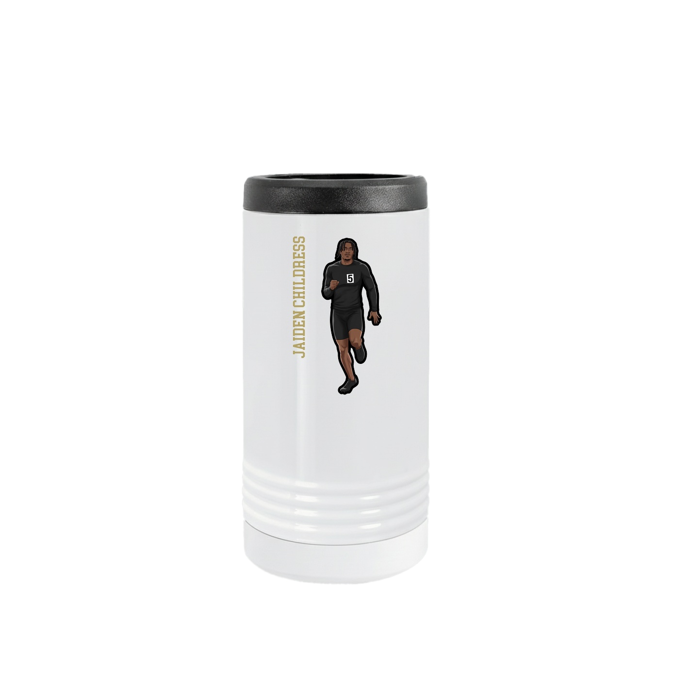 Slim Beverage Holder — Name Vertical in White