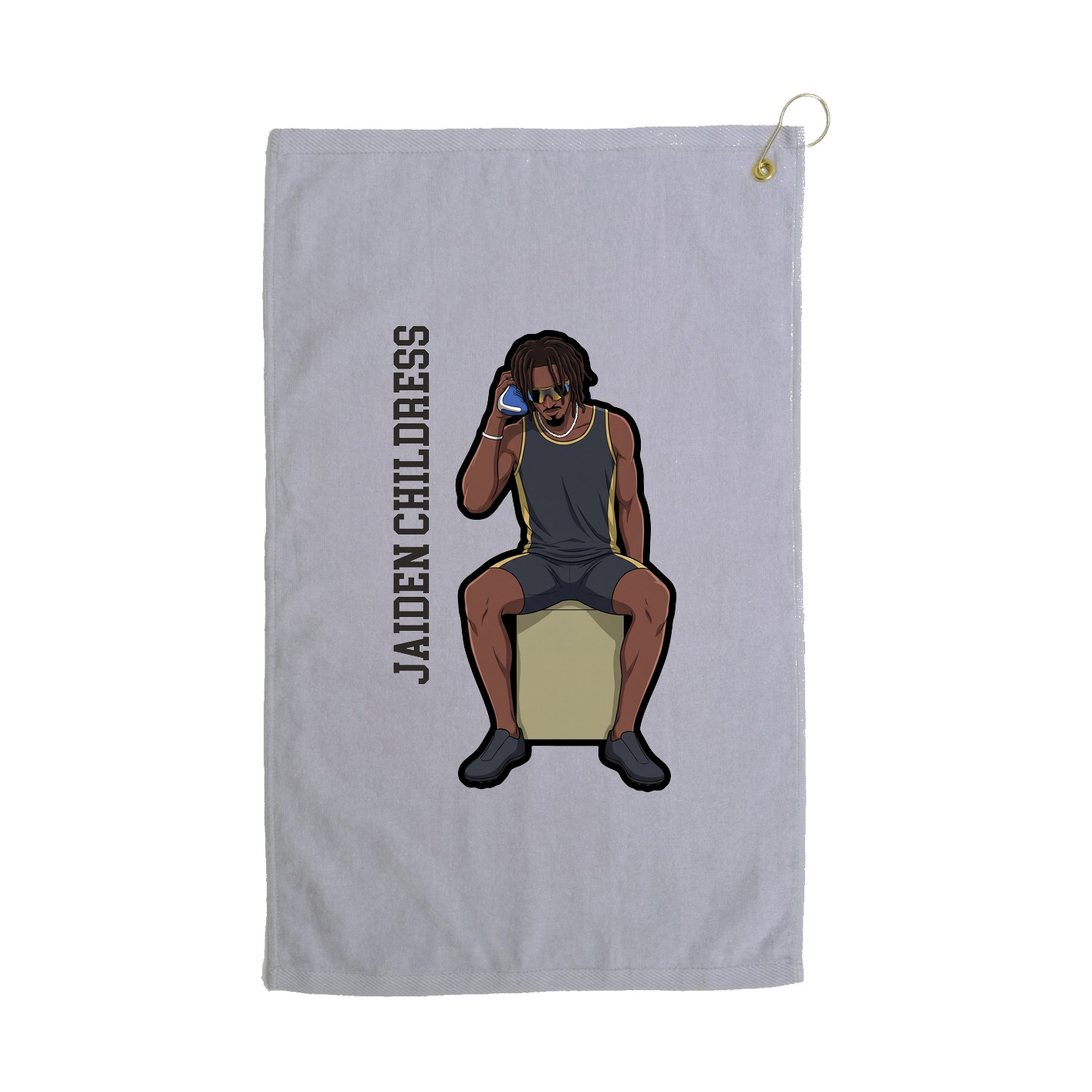 Golf Towel — Name Vertical in Grey