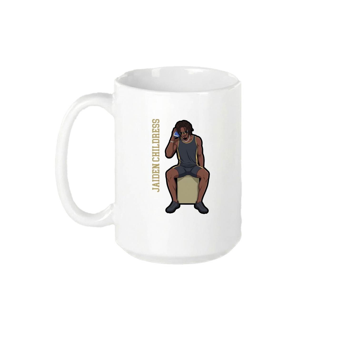 15oz Coffee Mug — Name Vertical in White