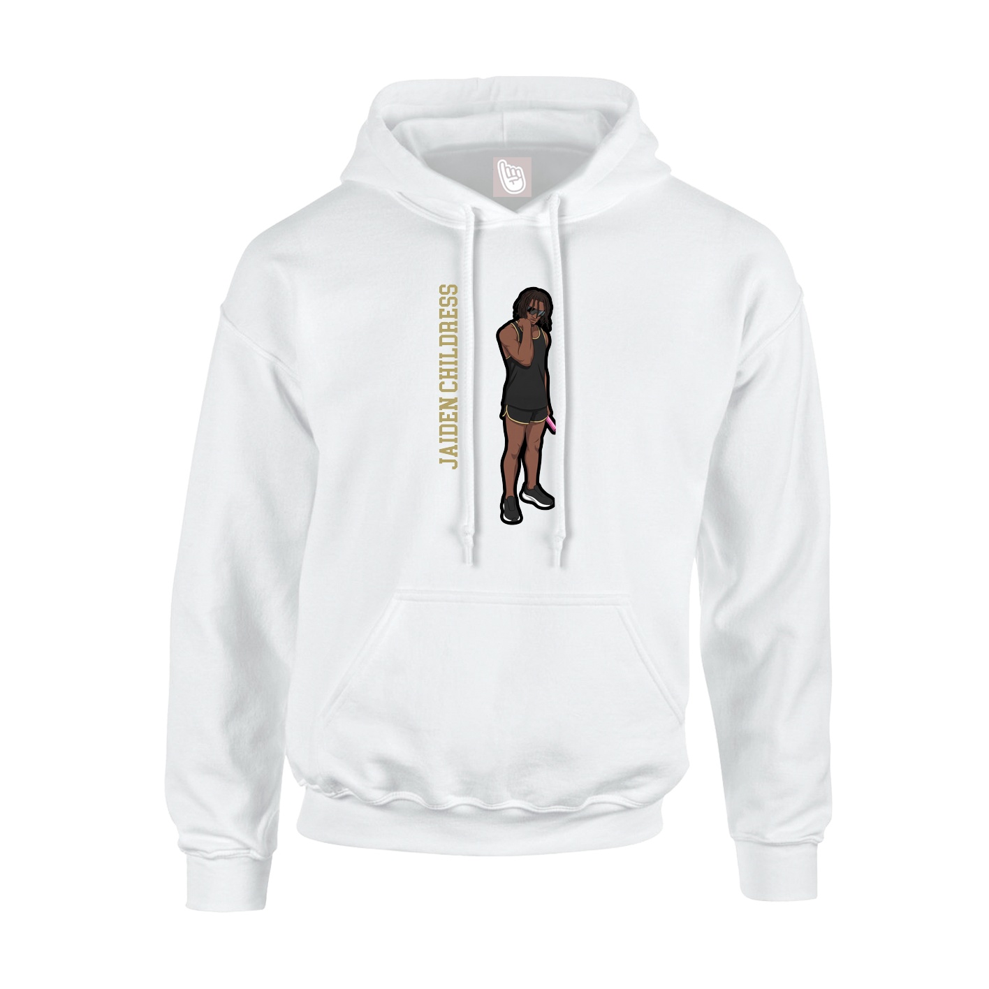 Youth Hoodie — Name Vertical in White