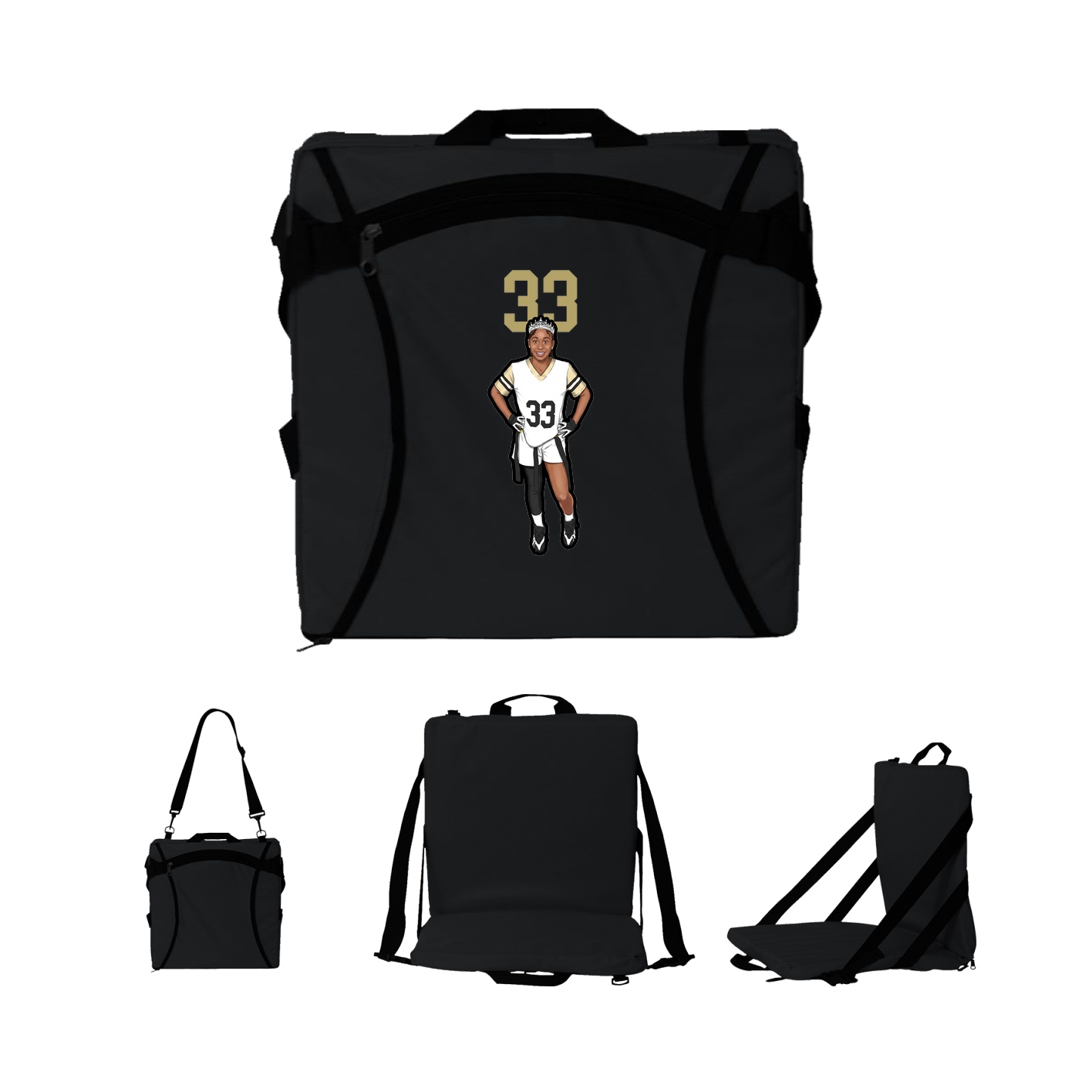Folding Stadium Seat — Number Top in Black