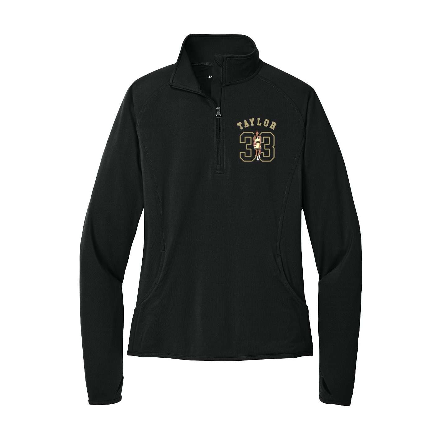 Women's Q-Zip Pullover — Shirsey Arch in Black
