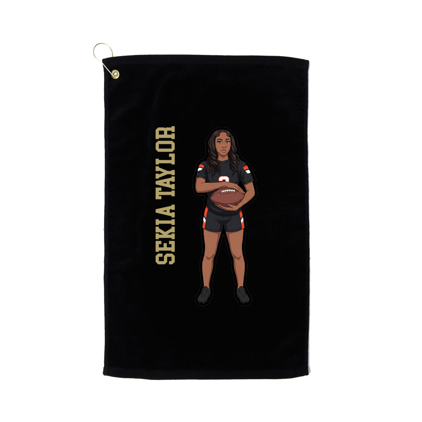 Golf Towel — Name Vertical in Black