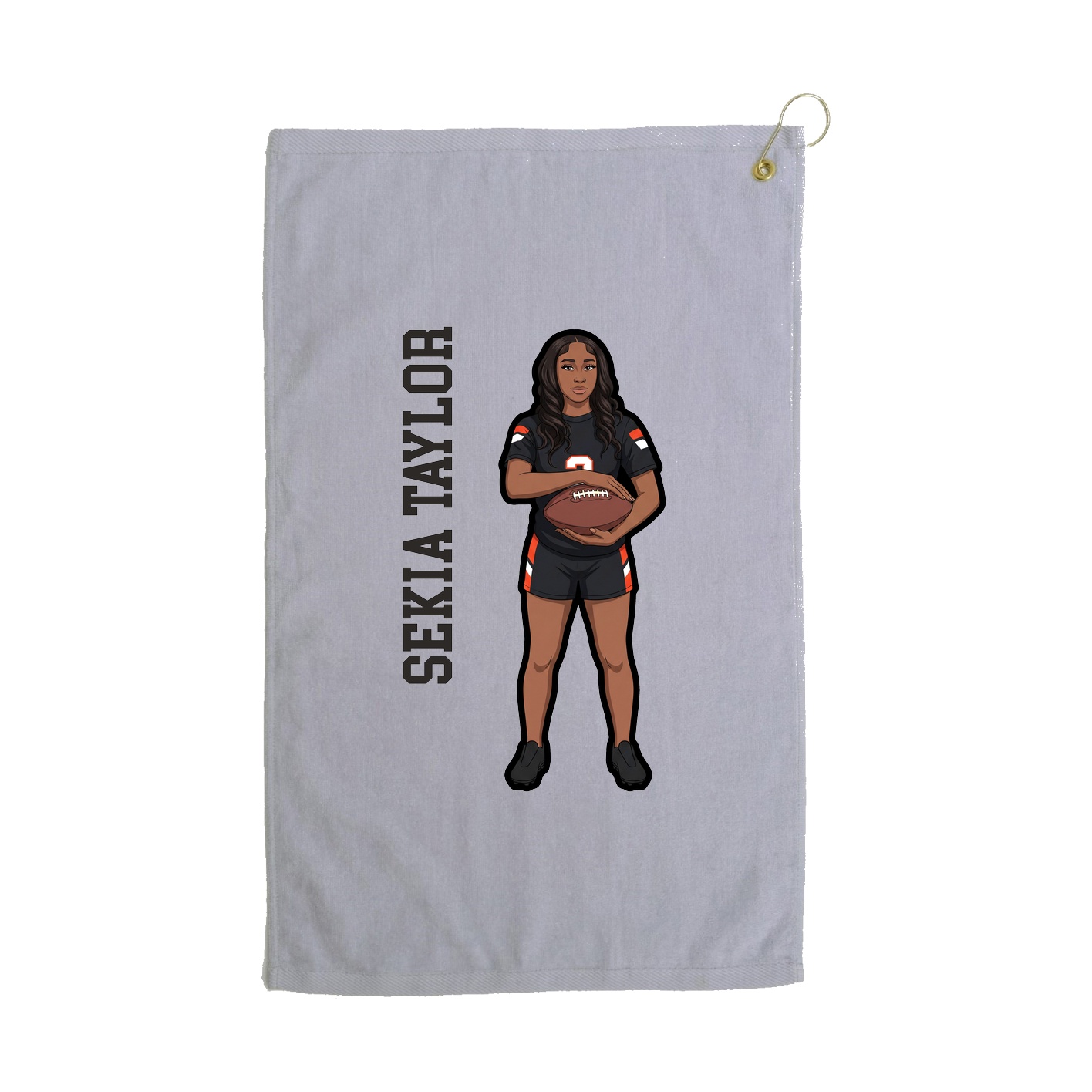 Golf Towel — Name Vertical in Grey