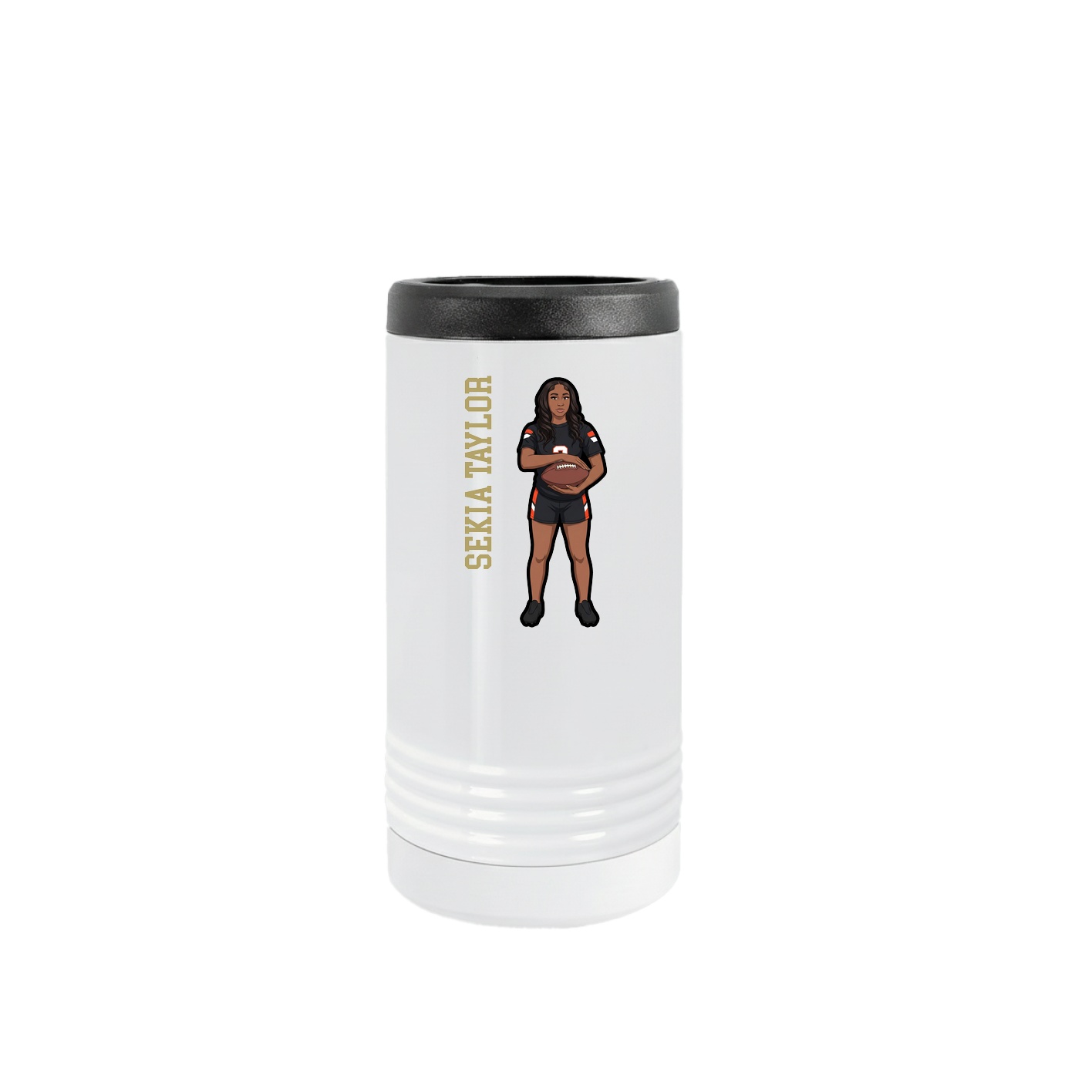 Slim Beverage Holder — Name Vertical in White