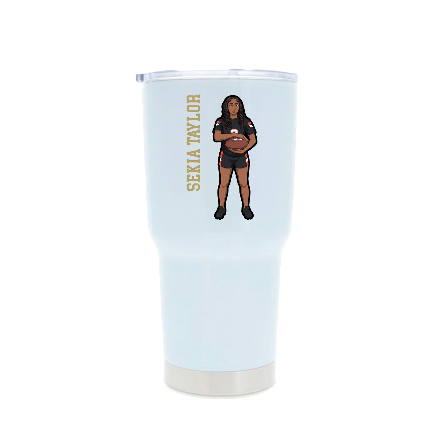 30oz Stainless Steel Tumbler — Name Vertical in White