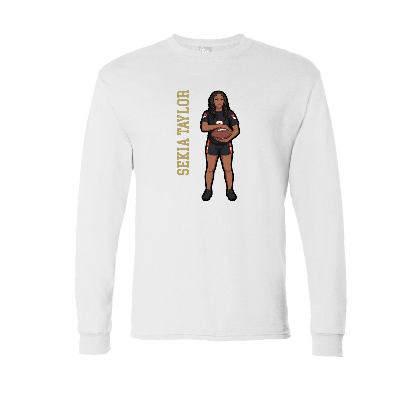 Long Sleeve Tee — Name Vertical in White