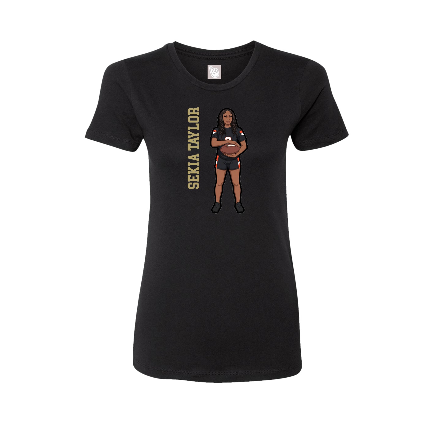 Womens Tee — Name Vertical in Black