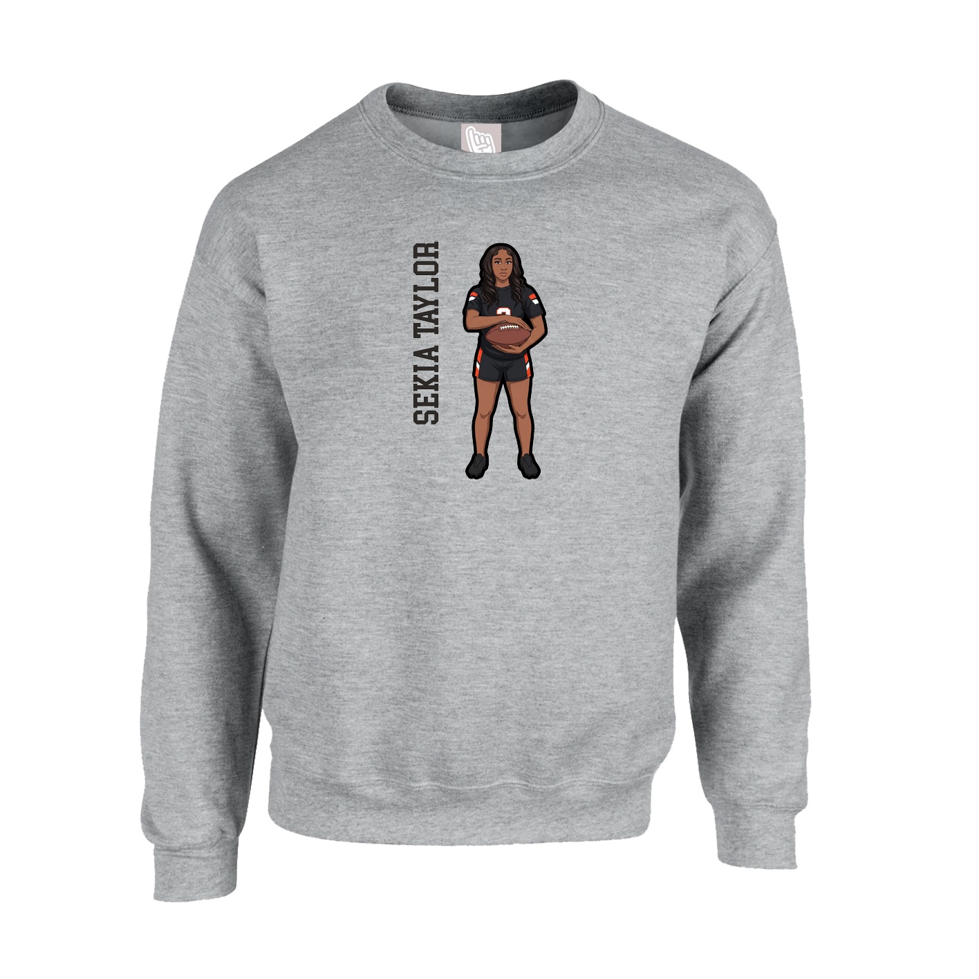 Fleece Crew — Name Vertical in Grey