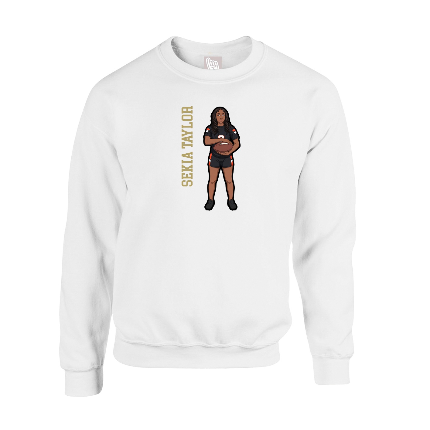 Fleece Crew — Name Vertical in White