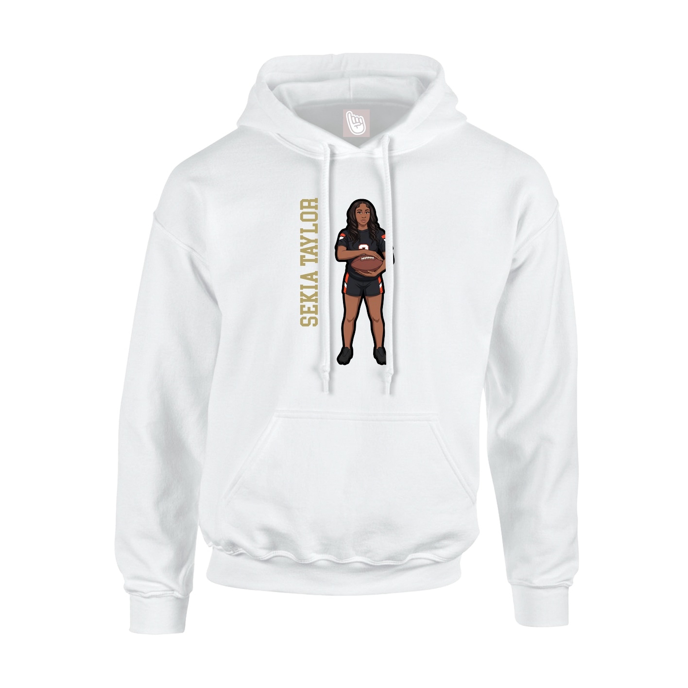Youth Hoodie — Name Vertical in White