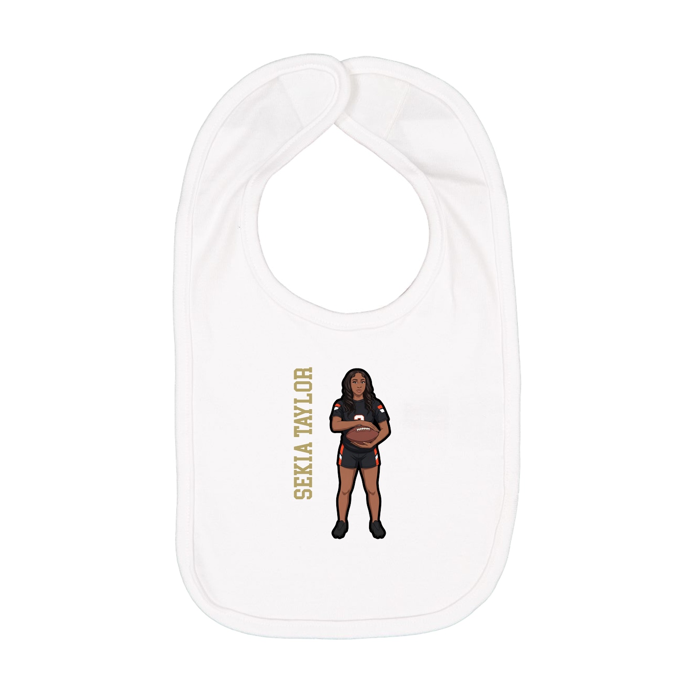 Infant Bib — Name Vertical in White