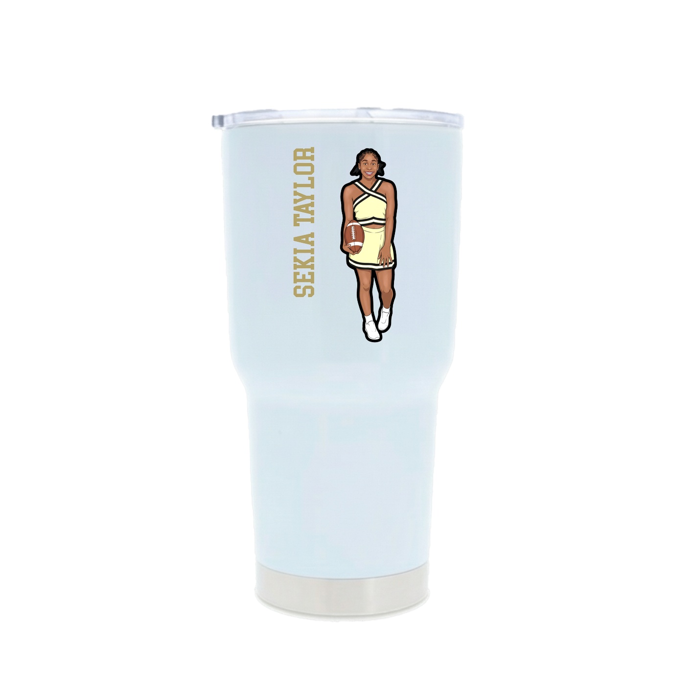 30oz Stainless Steel Tumbler — Name Vertical in White