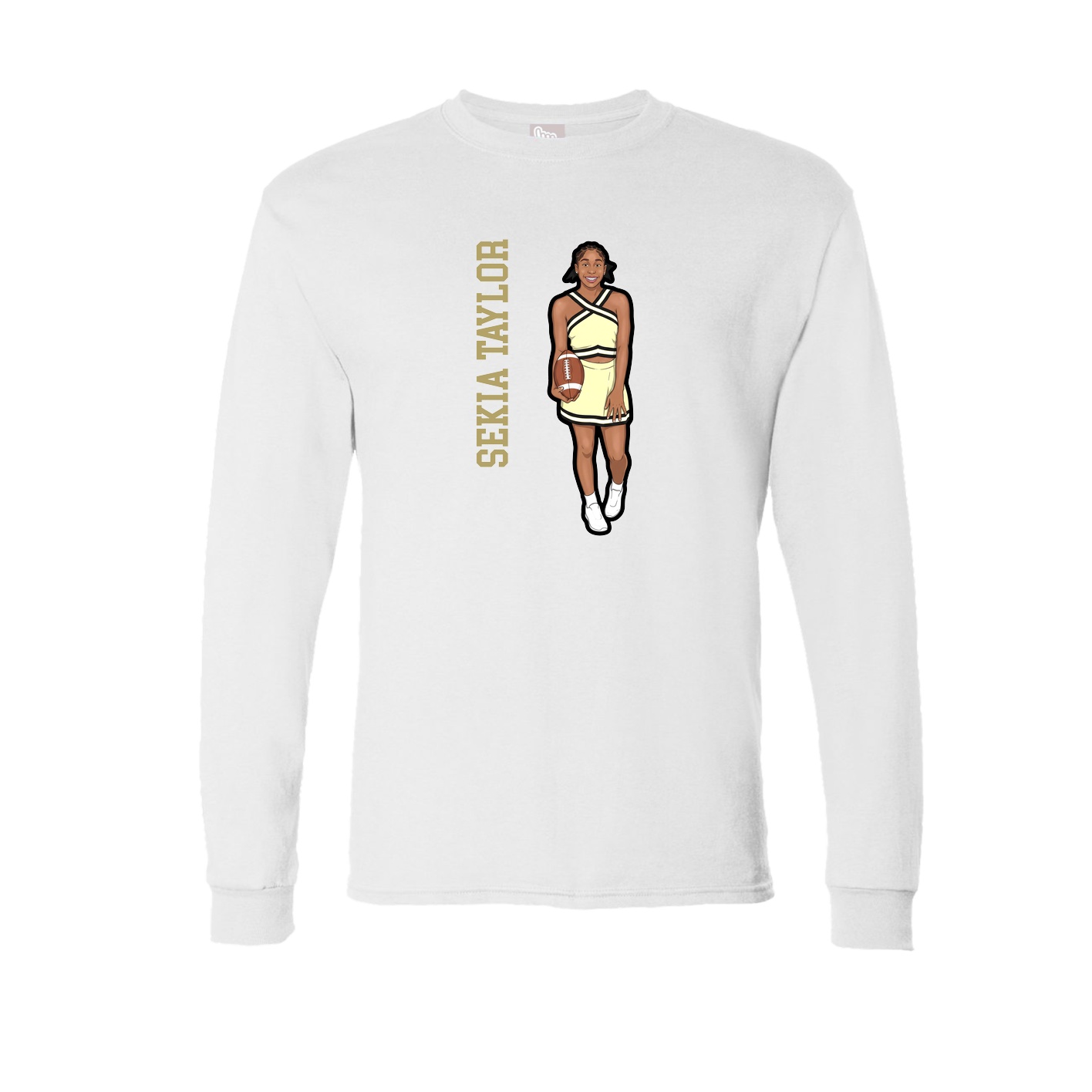 Long Sleeve Tee — Name Vertical in White