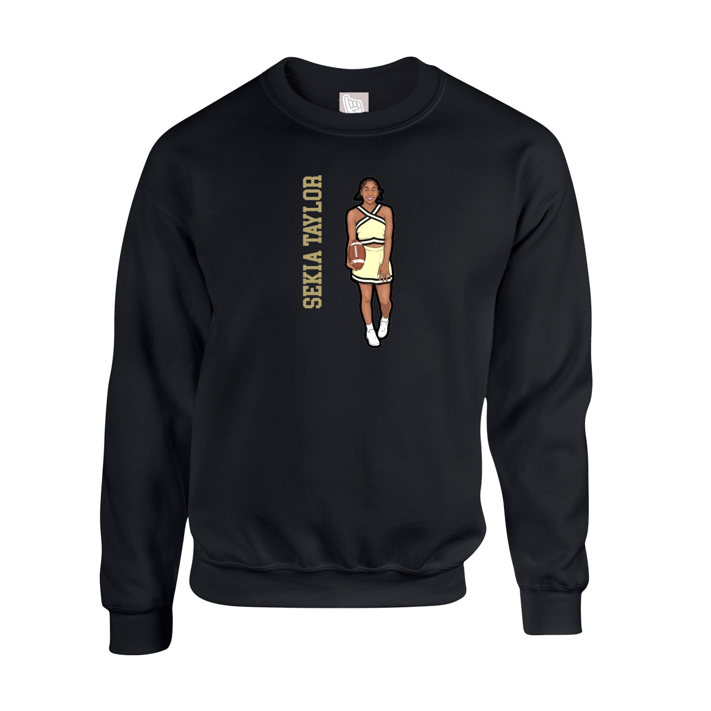 Fleece Crew — Name Vertical in Black