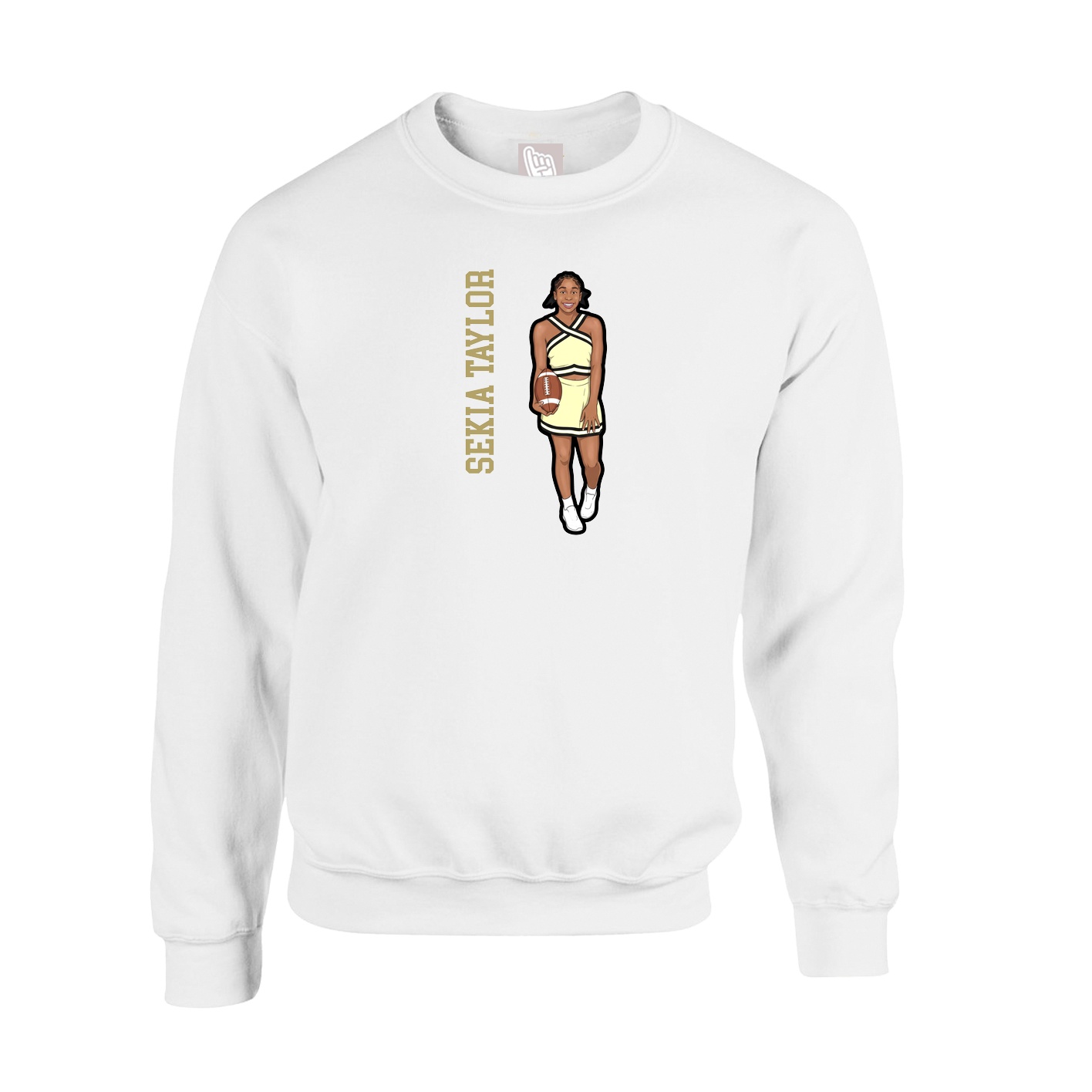 Fleece Crew — Name Vertical in White