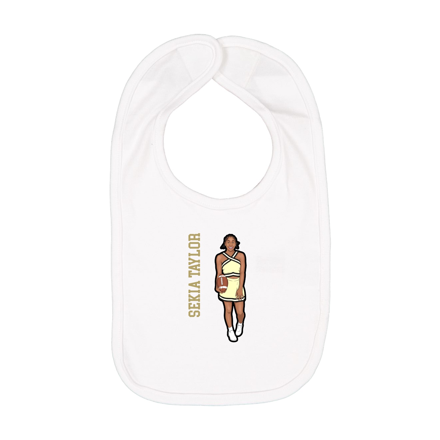Infant Bib — Name Vertical in White