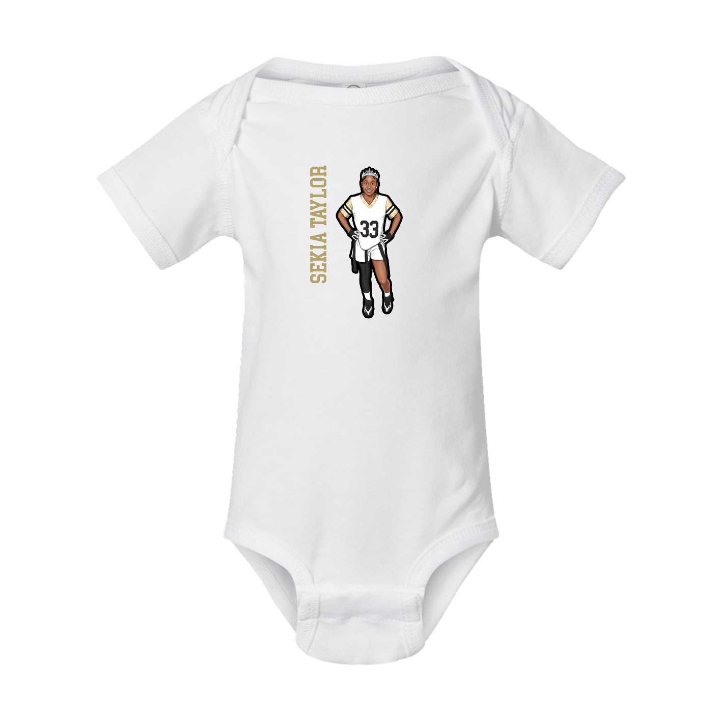 Baby Onesie — Name Vertical in White