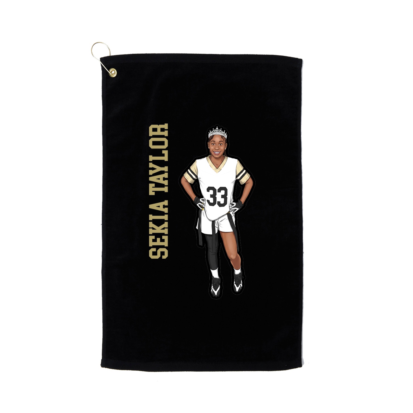Golf Towel — Name Vertical in Black