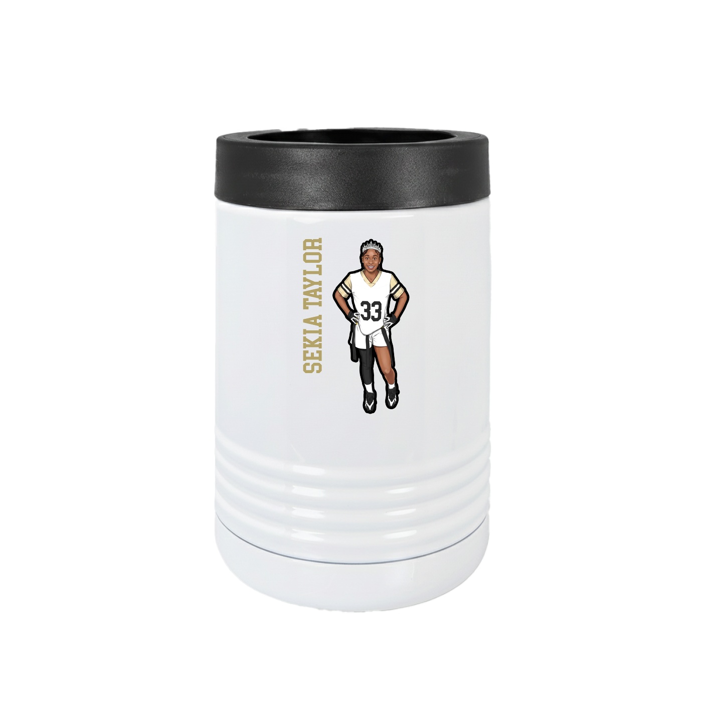 Beverage Holder — Name Vertical in White